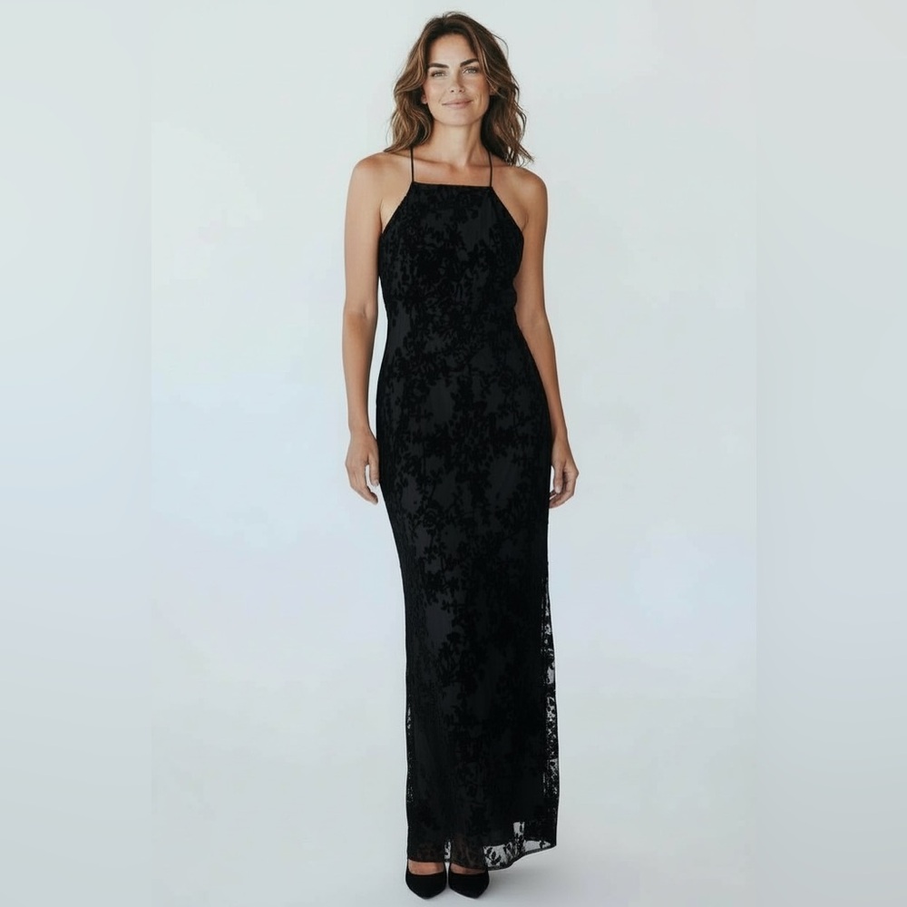 Express Black Halter Cocktail Prom Gown